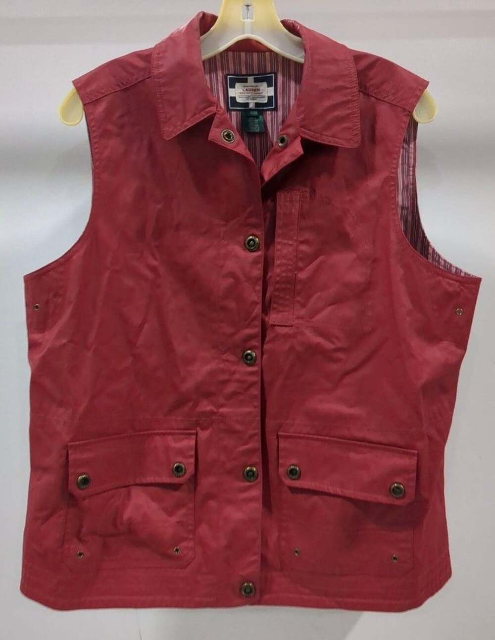 Ralph Lauren Naval Supply Company Utility Vest Size L Red Waxed Cotton
